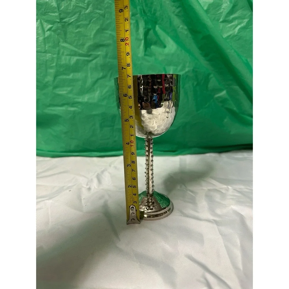 Metal Goblet‎ Candle Holder Hammered Silver Tone Table Decor